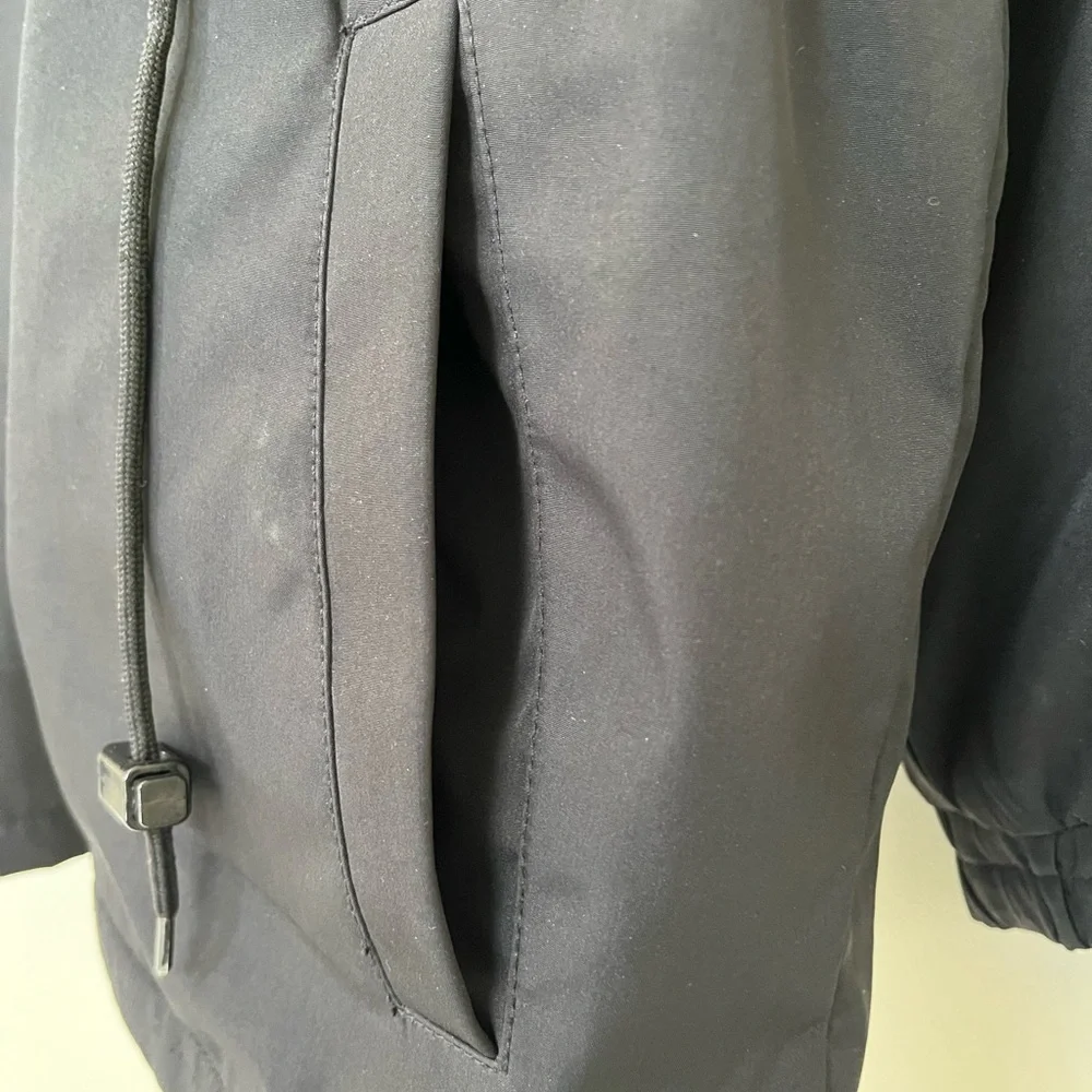 J Crew ~ Anorak Jacket ~ Fully Fleece Lined Weather Resistant Zipper Black Large